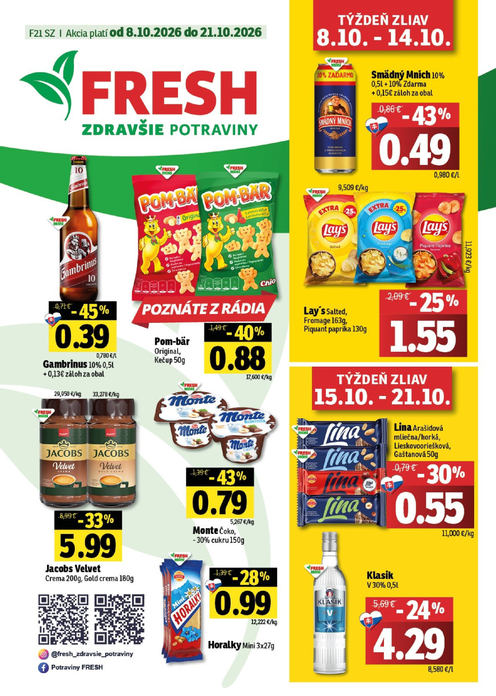 Leták Fresh leták - Stredné a západné Slovensko, Slovensko - strana 1