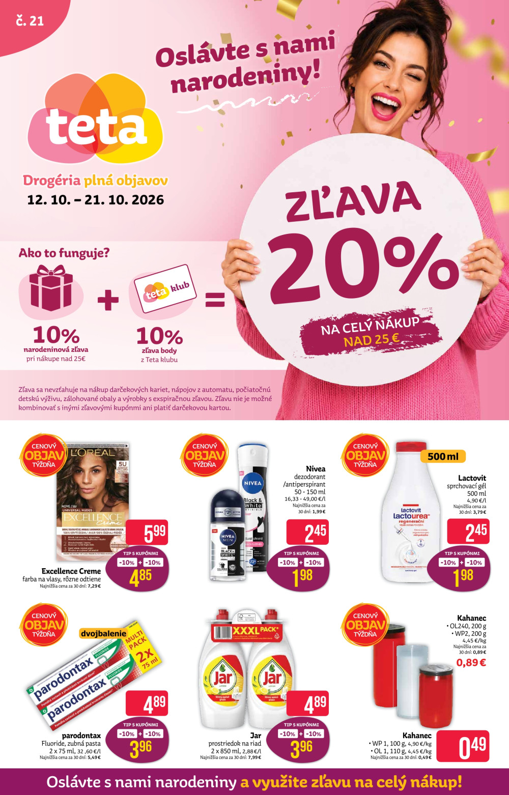 Leták Teta drogéria leták, Slovensko - strana 1