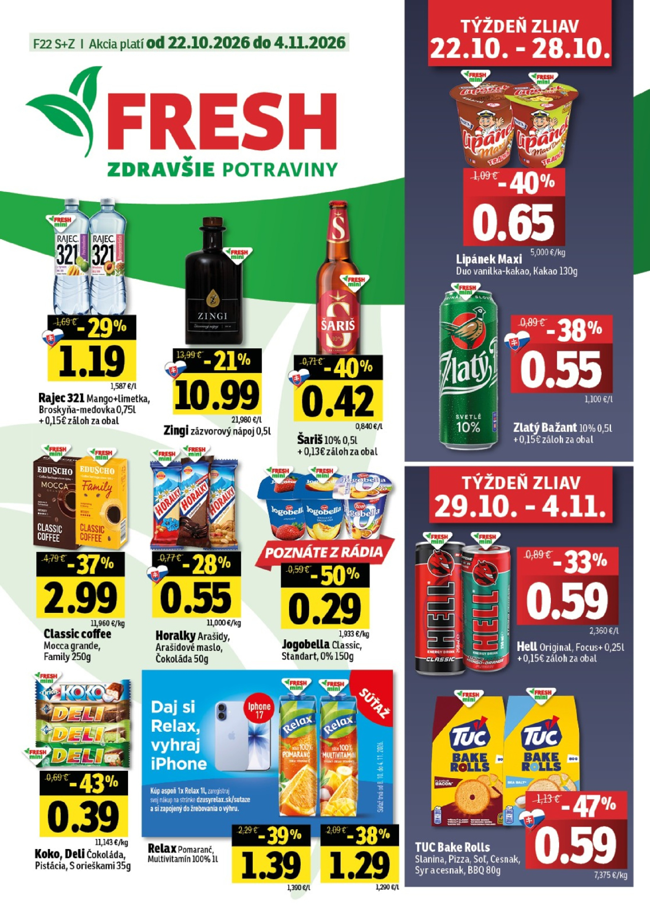 Fresh leták - Stredné a západné Slovensko