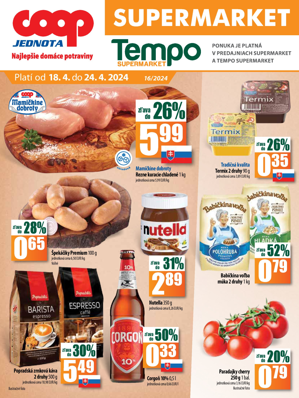 Leták Coop Jednota noviny - Supermarket, Slovensko - strana 1